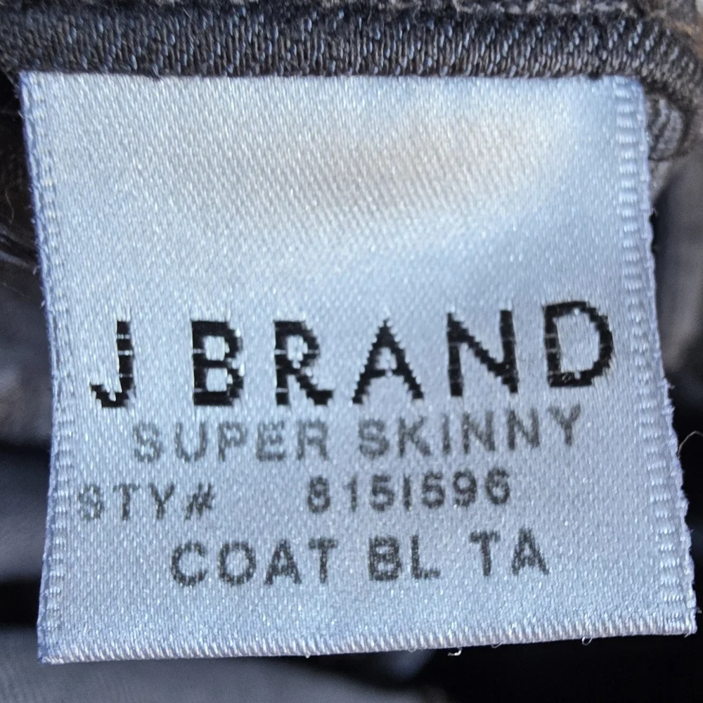 J Brand Black Coated Super Skinny Jeans Size 27 EUC